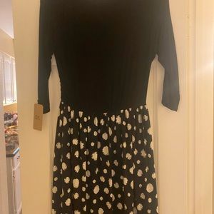 Faux Wrap Black Polka Dot Dress